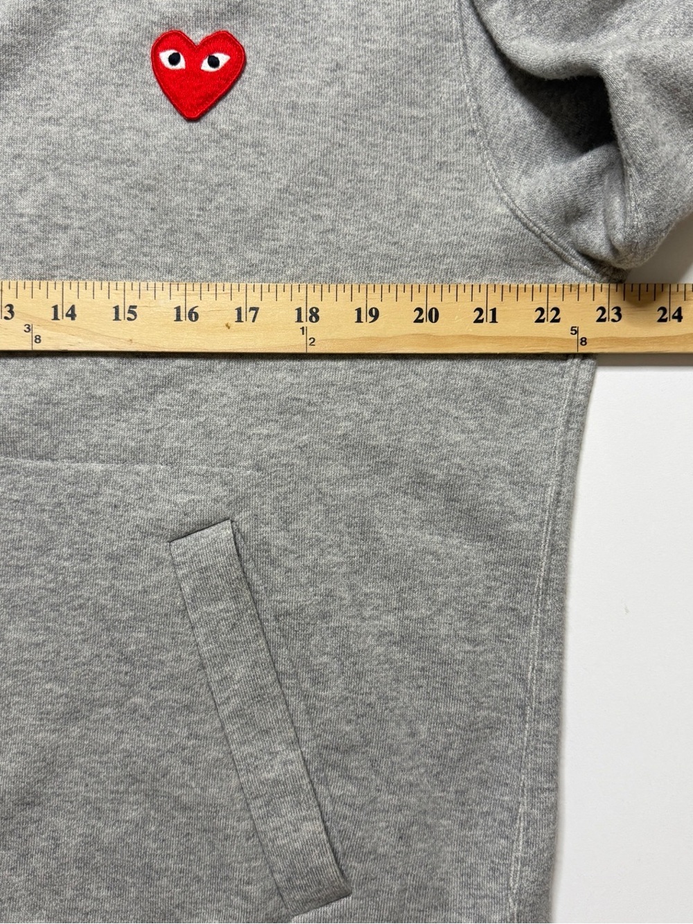 Comme des Garcons PLAY Gray Hoodie with Red Heart Patch - Picture 8 of 10